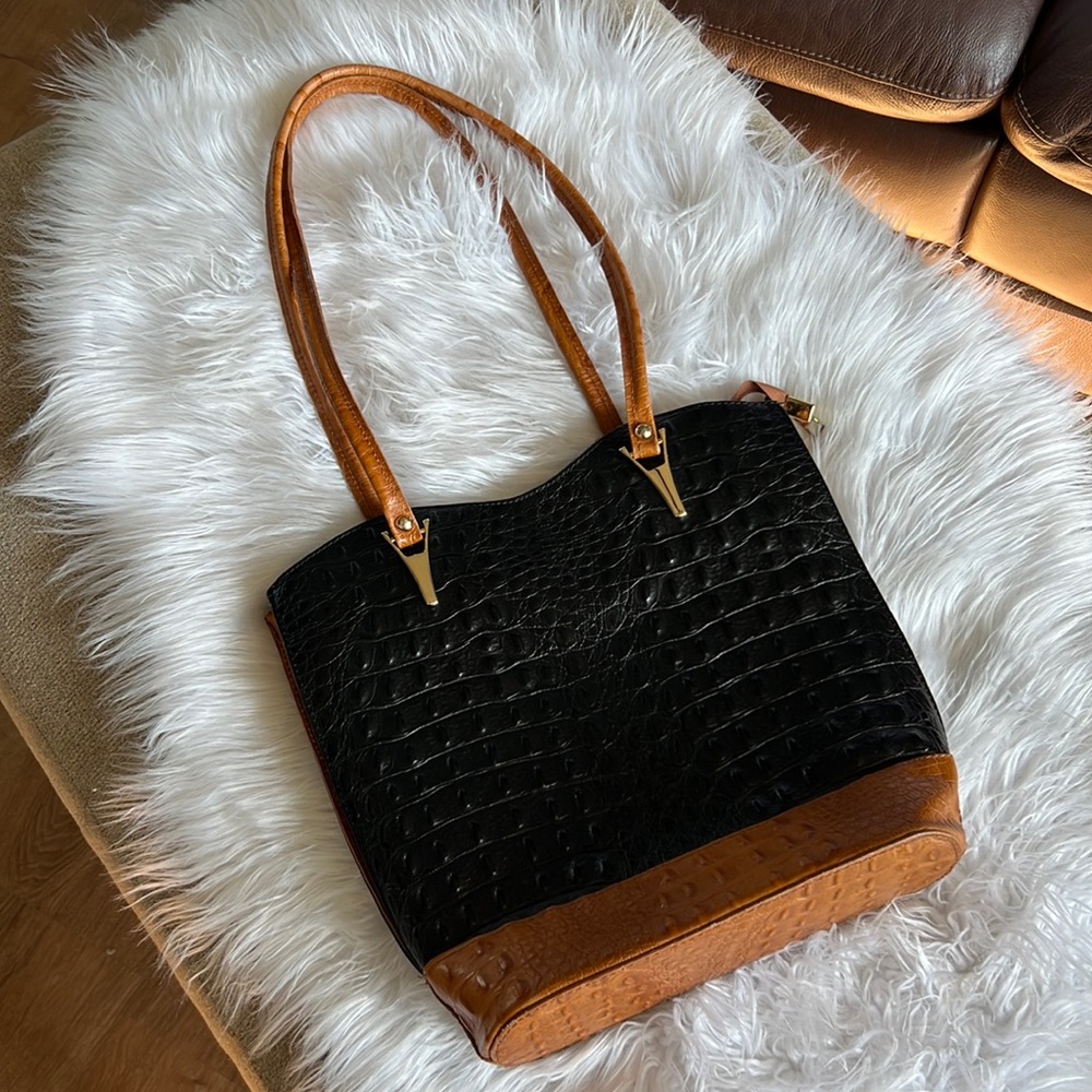 Moda in pelle Italian leather crocodile texture convertible purse/ bag